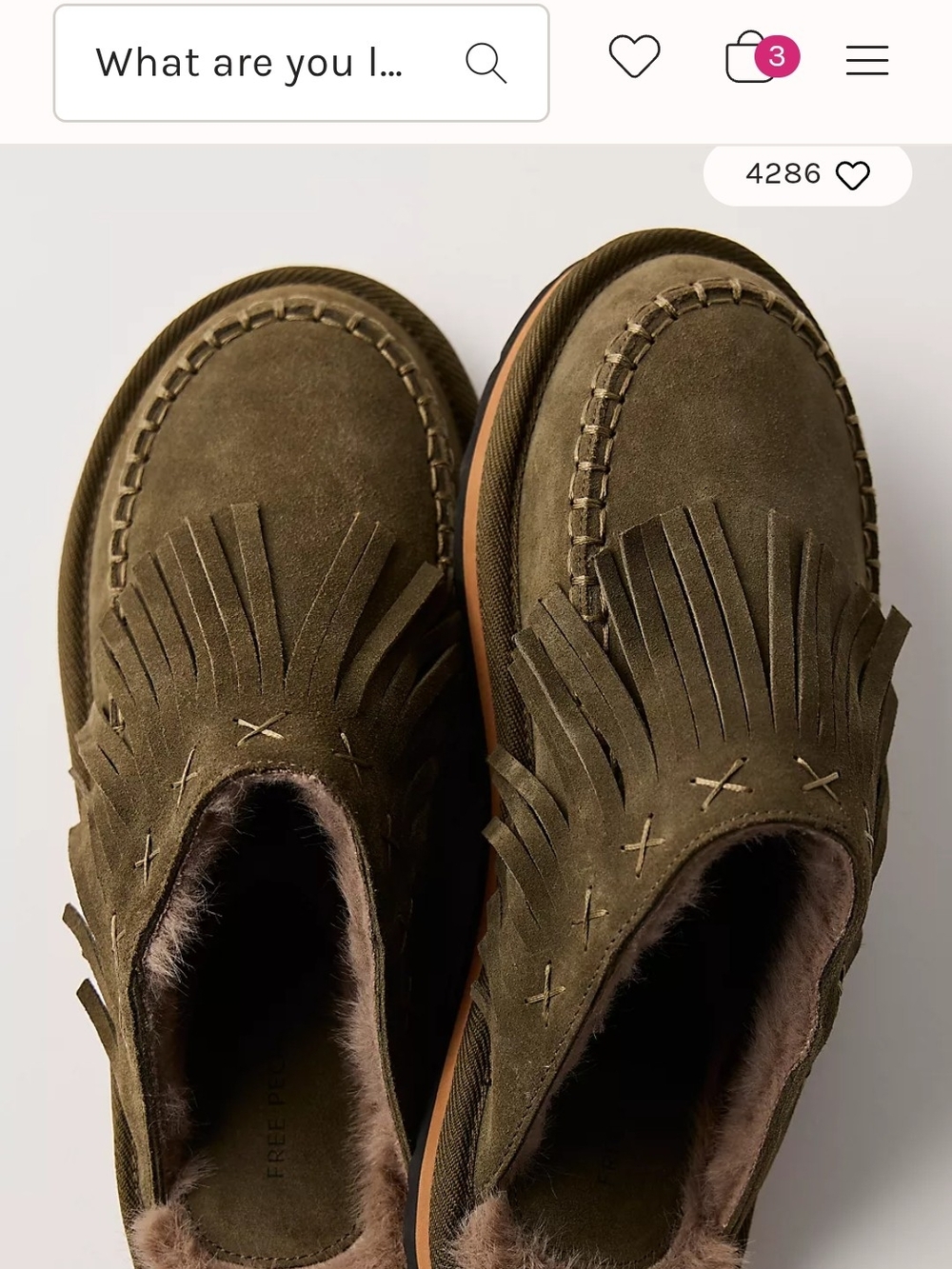 Free People Olive Green Suede Fringe Moccasins